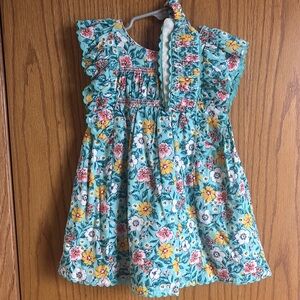 Floral Kids Dress in Blue and Yellow